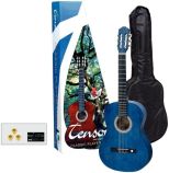 Tenson 4/4 klasická gitara s príslušenstvom, transparentná modrá